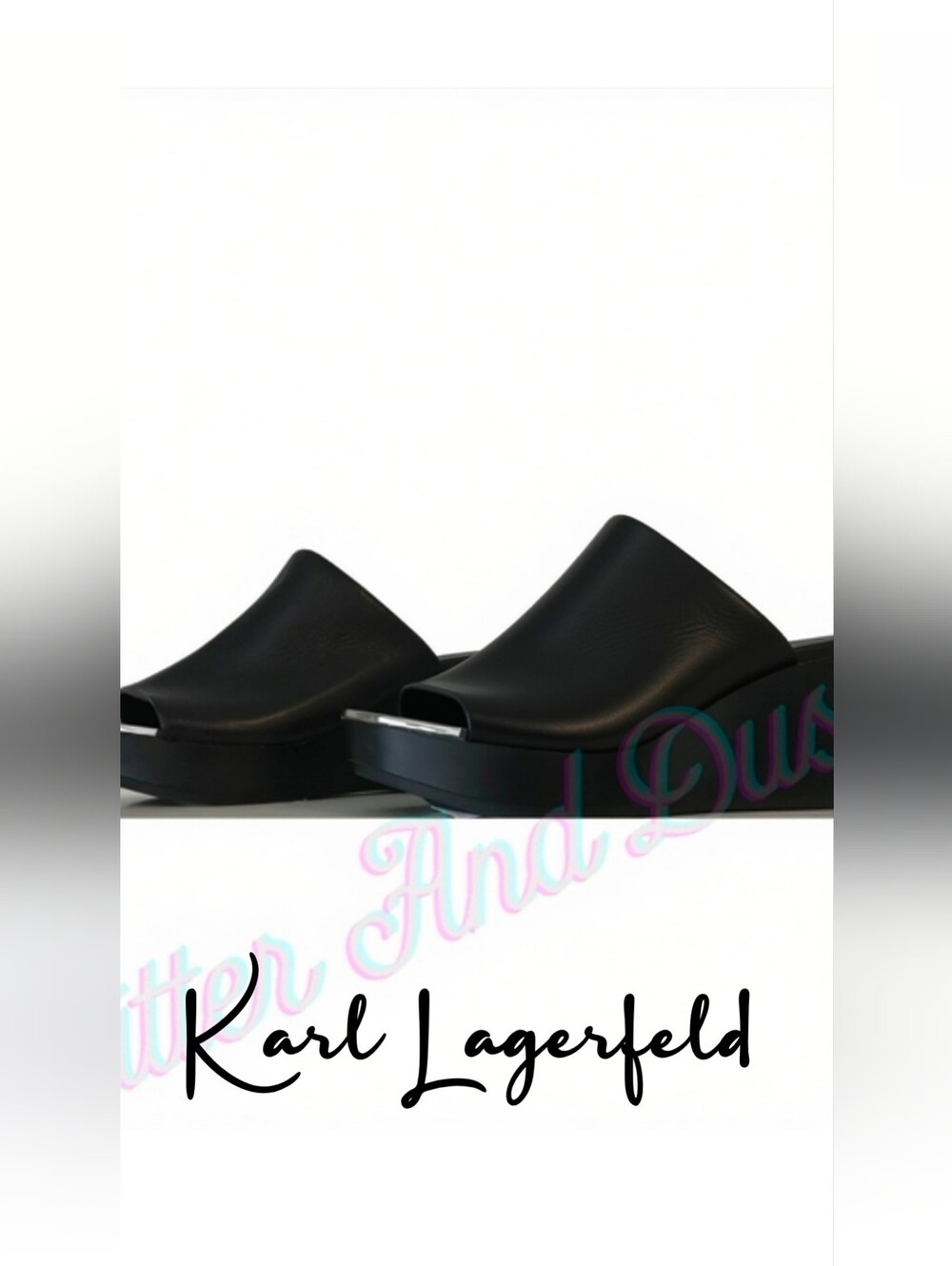 Karl Lagerfeld Lyric Mirror Leather Wedge Sandals